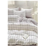 Mila Home Bijela/siva posteljina za krevet za jednu osobu/za produženi krevet od renforce pamuka s uključenom plahtom/3-dijelna 160x220 cm Checkered –