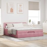  Ottoman krevet s madracem, ružičasti, 200x200 cm, baršun | shoptok.hr