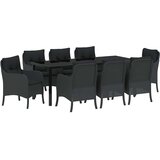  Vrtni set za objed 9 kom. Crna poliratan | shoptok.hr