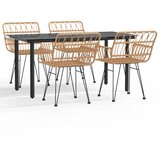  5-dijelni vrtni blagovaonski set od poliratana Smeđa Dužina stola 160 cm | Shoptok.si