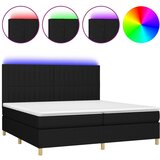 vidaXL Box spring postelja z vzmetnico LED črna 200x200 cm blago, (20900612) Cene