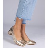 D/CEO marka niezdefiniowana Gold low heel pumps with rhinestones Cahes | ePonuda.com