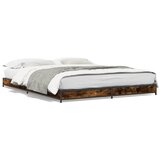 Furnova Posteljni okvir dimljeni hrast 150x200 cm inž. les in kovina, (21937130) | Shoptok.si