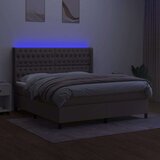  Krevet box spring s madracem LED smeđesivi 180x200 cm tkanina | shoptok.hr