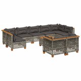 Maison Chic Seti vrtnega pohištva - Vrtna garnitura - Vrtni pohištvo set 10-delna z blazinami siv poli ratan, (21811906) | Shoptok.si