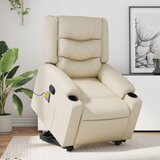 Maison Chic masažni naslanjač - Relax naslanjač s funkcijo vstajanja krem umetno usnje, (22061288) | Shoptok.si