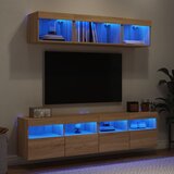  5-dijelni zidni TV elementi s LED svjetlima boja hrasta drveni | shoptok.hr