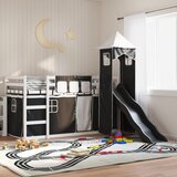 The Living Store Pograd s toboganom in zavesami bel in črn 80x200 cm - Pograd, (21625195) | Shoptok.si
