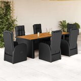 vidaXL 7-dijelni vrtni blagovaonski set s jastucima crni od poliratana | shoptok.hr