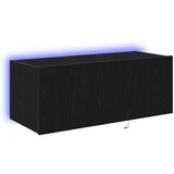 TV omara s LED osvetlitvijo črno hrast 80x35x31 cm | Shoptok.si
