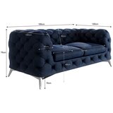 Ropez Temno modra žametna sedežna garnitura 185 cm Chelsea – | Shoptok.si