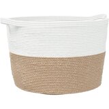 vidaXL Košara za perilo rjava in bela Ø60x36 cm bombaž, (20951356) | Shoptok.si