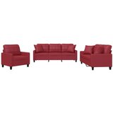 Maison Chic Sedežna garnitura - kavč z vzglavniki 3-delna vinsko rdeče um. usnje, (21729434) | Shoptok.si