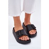 EVENTO Womens Foam Slippers On Platform With Buckle Black Viasara | Shoptok.si