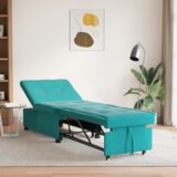 vidaXL sedežna postelja 3-v-1 izvlečna zasnova turkiznega žameta | Shoptok.si