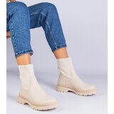 Gemre Beige ankle boots with fabric upper Kalvaria | Shoptok.si