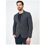 Koton Men's Blue Patterned Pocket Detailed Buttoned Blazer Jacket