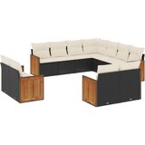  The Living Store Vrtna sedežna garnitura 11-delna z blazinami črn poli ratan - Vrtna Sedežna Garniture, (21453258) | Shoptok.si