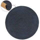 vidaXL Pletena preproga dvostranska modra in naravna 90cm juta okrogla | Shoptok.si