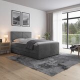 MID.YOU POSTELJA BOXSPRING 120 cm x 200 cm , les, kovina, umetna masa, tekstil svetlo siva | Shoptok.si