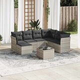 Maison Chic Seti vrtnega pohištva - Vrtna garnitura - Vrtni pohištvo set 8-delna z blazinami sv. siv poli ratan, (21807211) | Shoptok.si