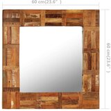 vidaXL zidno ogledalo od masivnog obnovljenog drva 60 x 60 cm | shoptok.hr