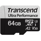 Transcend 64GB microSD w/ adapter UHS-I U3 A2 Ultra Performance, Read/Write up to 160/80 MB/s cene