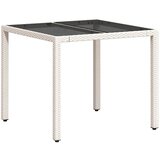 Vrtni stol sa staklenom pločom bijeli 90x90x75 cm od poliratana | Eponuda.ba