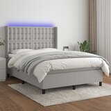  box spring s madracem LED svjetlosivi 140x200 cm tkanina | shoptok.hr