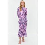 Trendyol Lilac Floral Skirt Frilly Lined Woven Chiffon Dress Cene
