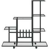  Stojalo za rože s kolesi 94,5x25x92,5 cm črno kovinsko, (20579845) | Shoptok.si