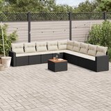 vidaXL 10-dijelni set vrtnih sofa s jastucima crni od poliratana | shoptok.hr
