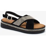 Resti Black women's eco-suede sandals with zircons Trikys | shoptok.hr
