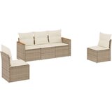  5-dijelni vrtni set sofa s jastucima bež od poliratana | shoptok.hr