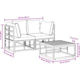 vidaXL Vrtna sedežna garnitura 3 pcs Črna 70 x 70 x 32 cm Aluminij | Shoptok.si