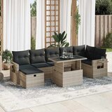 Maison Chic Seti vrtnega pohištva - Vrtna garnitura - Vrtni pohištvo set 8-delna z blazinami sv. siv poli ratan, (21804555) | Shoptok.si