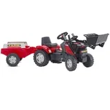 Otroški traktor na pedala Case s kopačem in prikolico rdeče barve, (21315058)