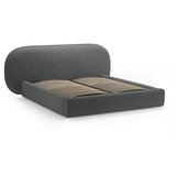 Micadoni Temno siva oblazinjena zakonska postelja s prostorom za shranjevanje z letvenim dnom 200x200 cm Ovalo – | Shoptok.si
