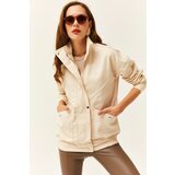 Olalook Women's Stone Pocket Zippered Long Denim Jacket | Shoptok.si