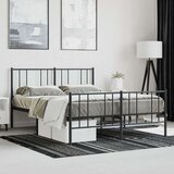 vidaXL Kovinski posteljni okvir z vzglavjem in vznožjem črn 140x190 cm | Shoptok.si