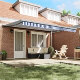 vidaXL modra in bela ročna retraktibilna tenda 450x300 cm | Shoptok.si