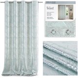  Curtain SILVERLEAVES color mint printed style glamor silver eyelets velvet 140x245 AmeliaHome | shoptok.hr