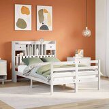 vidaXL Krevet s regalom z knjige bez madraca bijeli 135x190cm borovina | shoptok.hr