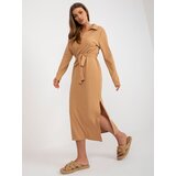 Fashion Hunters Camel ribbed midi dress | shoptok.hr