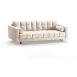 Cosmopolitan Design Kremno bela žametna raztegljiva sedežna garnitura s prostorom za shranjevanje 222 cm Bali – | Shoptok.si