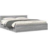  Okvir za krevet s uzglavljem boja hrasta 200x200 cm drveni Siva 200 x 200 cm | shoptok.hr