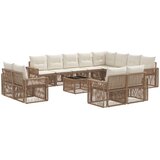 vidaXL Vrtna sedežna garnitura 13 pcs Bež in smetanasto bela, (5000271039) | Shoptok.si