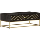 vidaXL klubska mizica črna in zlata 90x50x35 cm trden mangov les | Shoptok.si