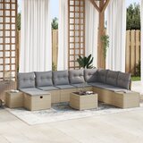 vidaXL 9-delni vrtni kavč komplet s blazinami bež poly rattan | Shoptok.si