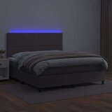  Box spring postelja z vzmetnico LED siva 140x200cm umetno usnje, (20725332) | Shoptok.si